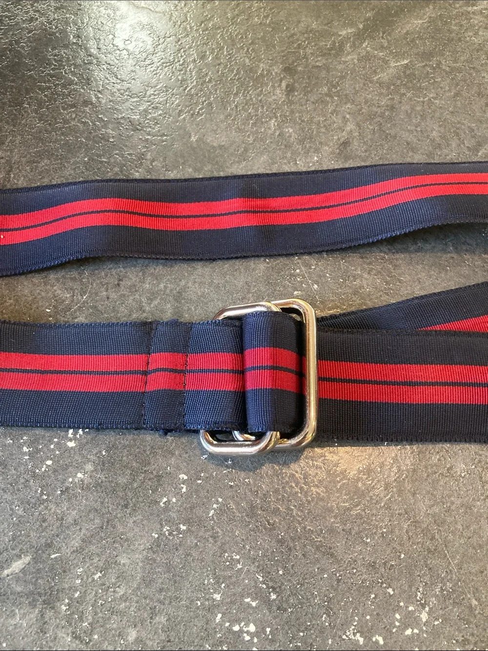 Men J Crew blue red striped adjustable belt size XL